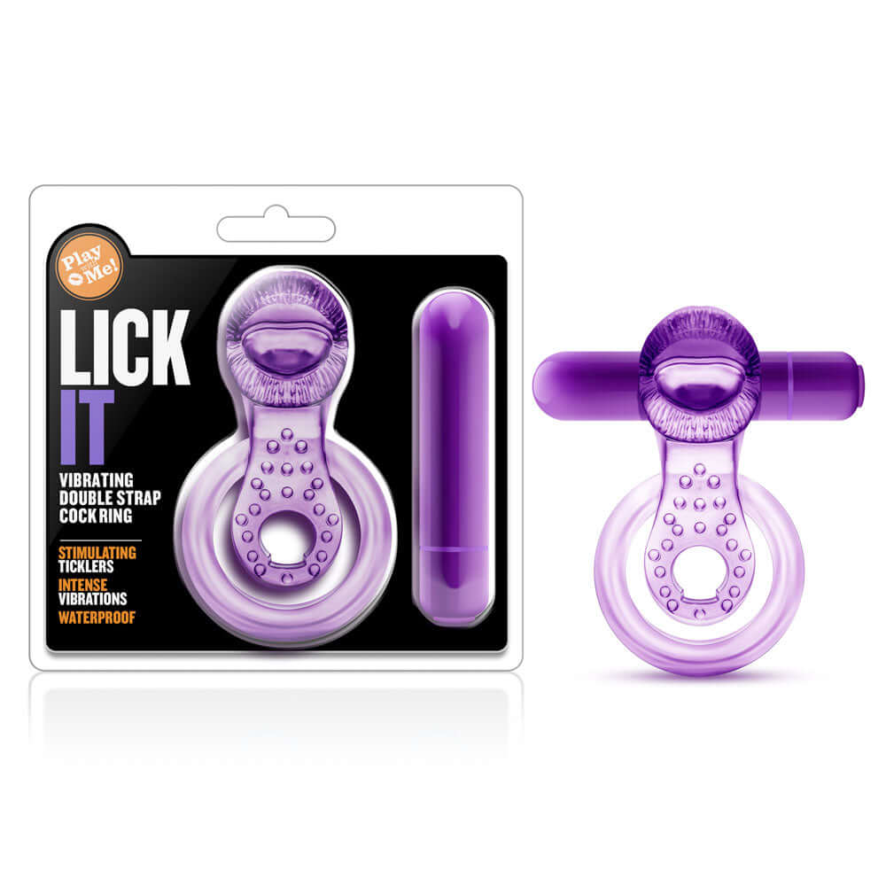Play With Me - Lick It - Vibrating Double Strap Cockring - Purple-1