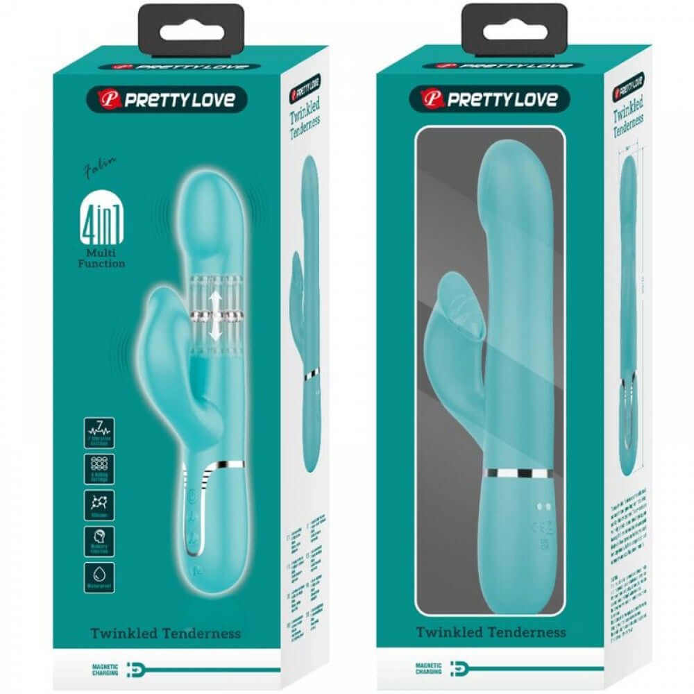 Pretty Love Falin Rabbit Vibrator Pearls Turquoise Packaging with Twin Motors and 7 Vibration Modes