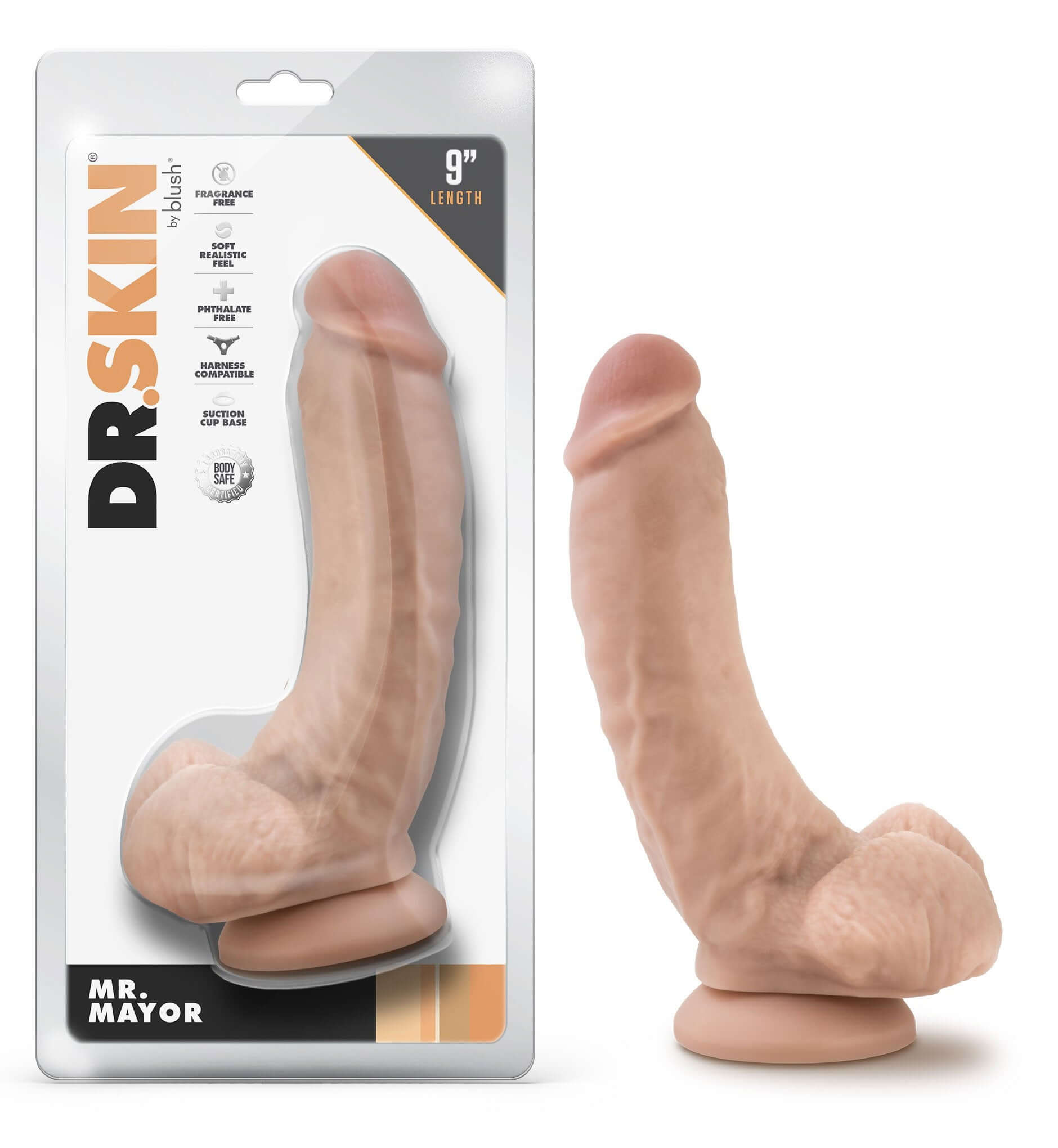 Dr. Skin - Mr. Mayor - 9 Inch Dildo With Balls - Beige-2
