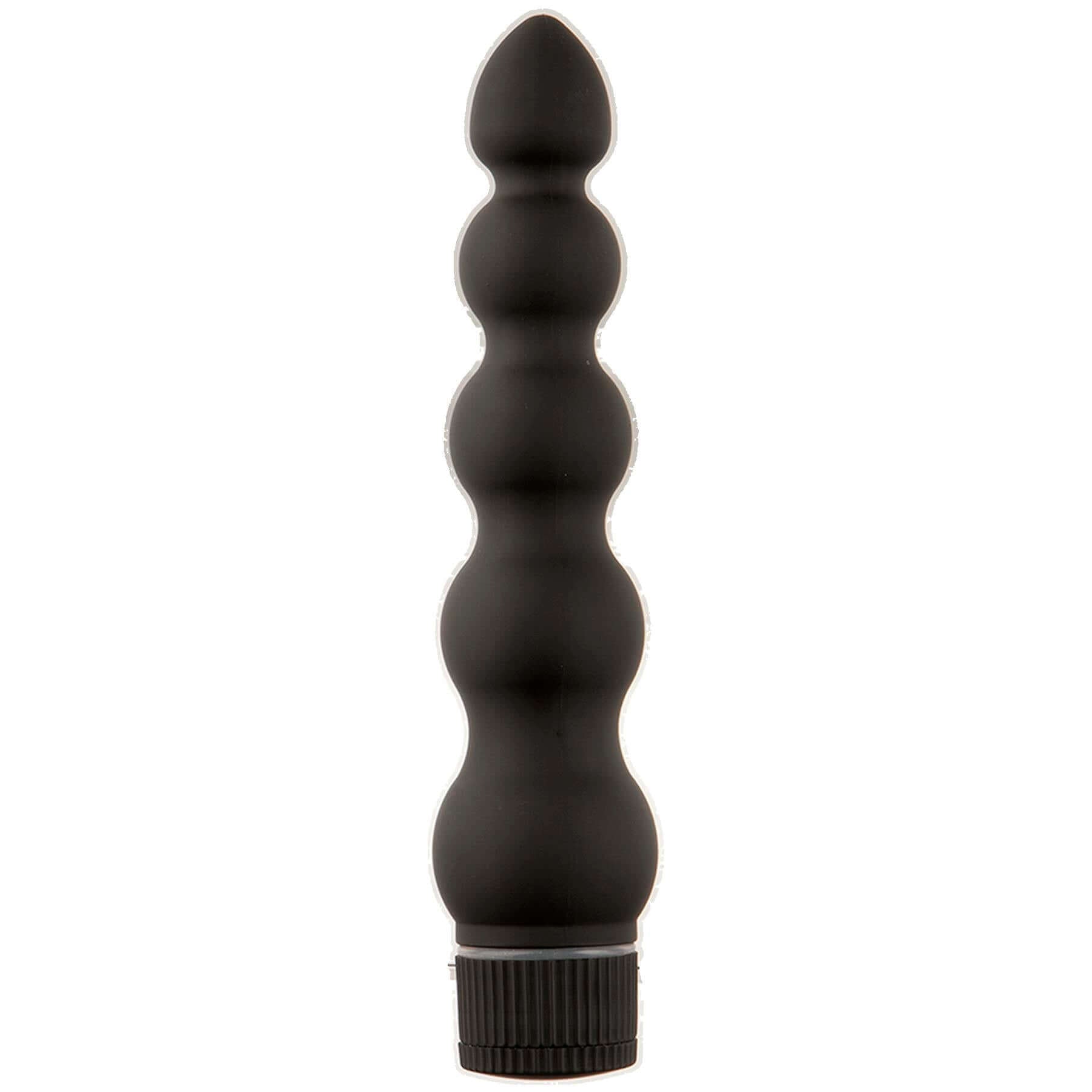 Black Magic 7 Inch Ribbed Vibrator Black with ribbed texture for enhanced stimulation.