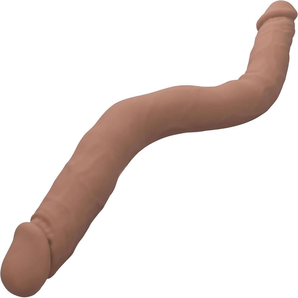 Silicone Studs Bend and Hold Dual Dong 12 Inch Brown, a versatile dual-ended silicone toy for flexible use and stimulation.