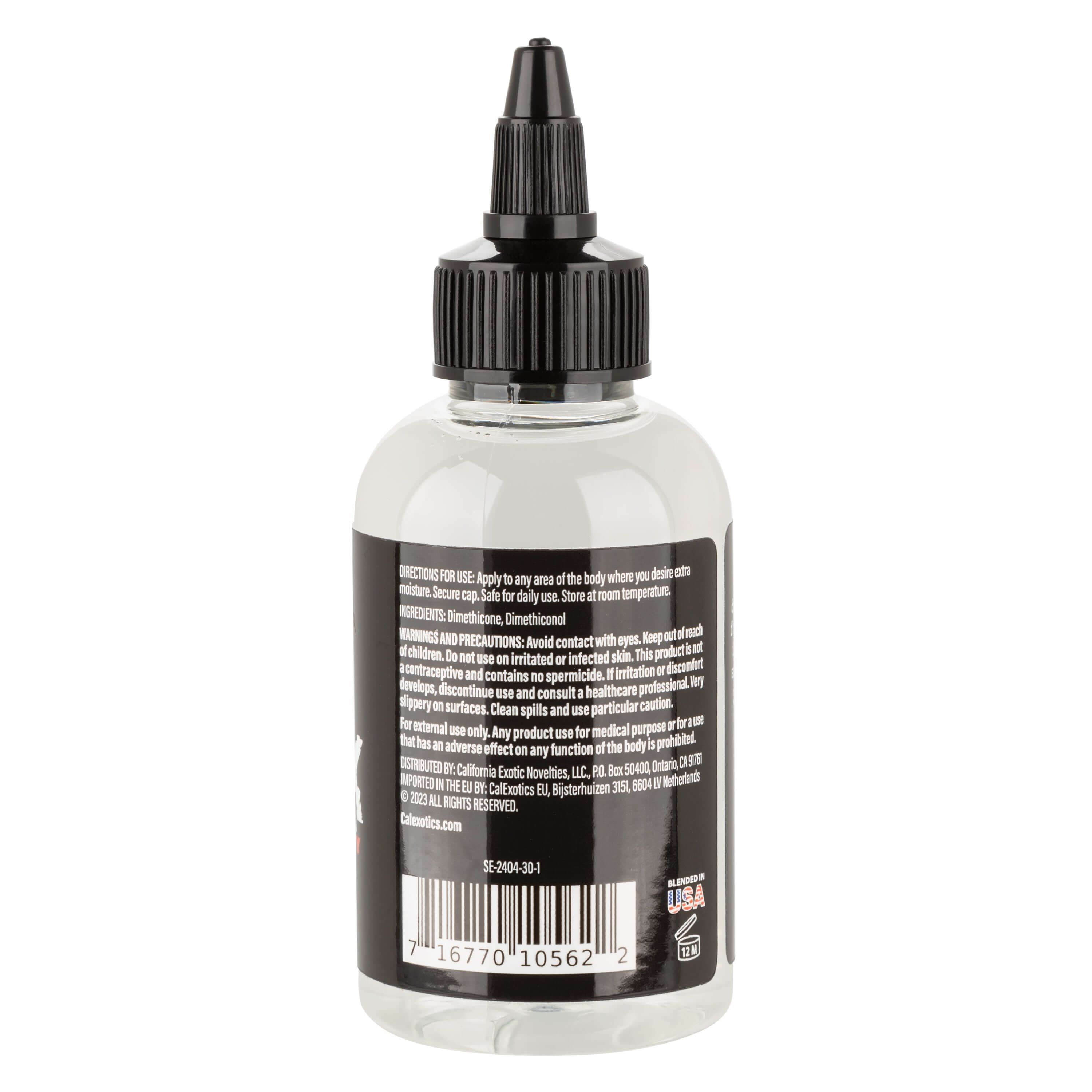 Rear view of Fuck Sauce Slick Silicone Lubricant 4 Fl. Oz. bottle showing the label details and instructions.