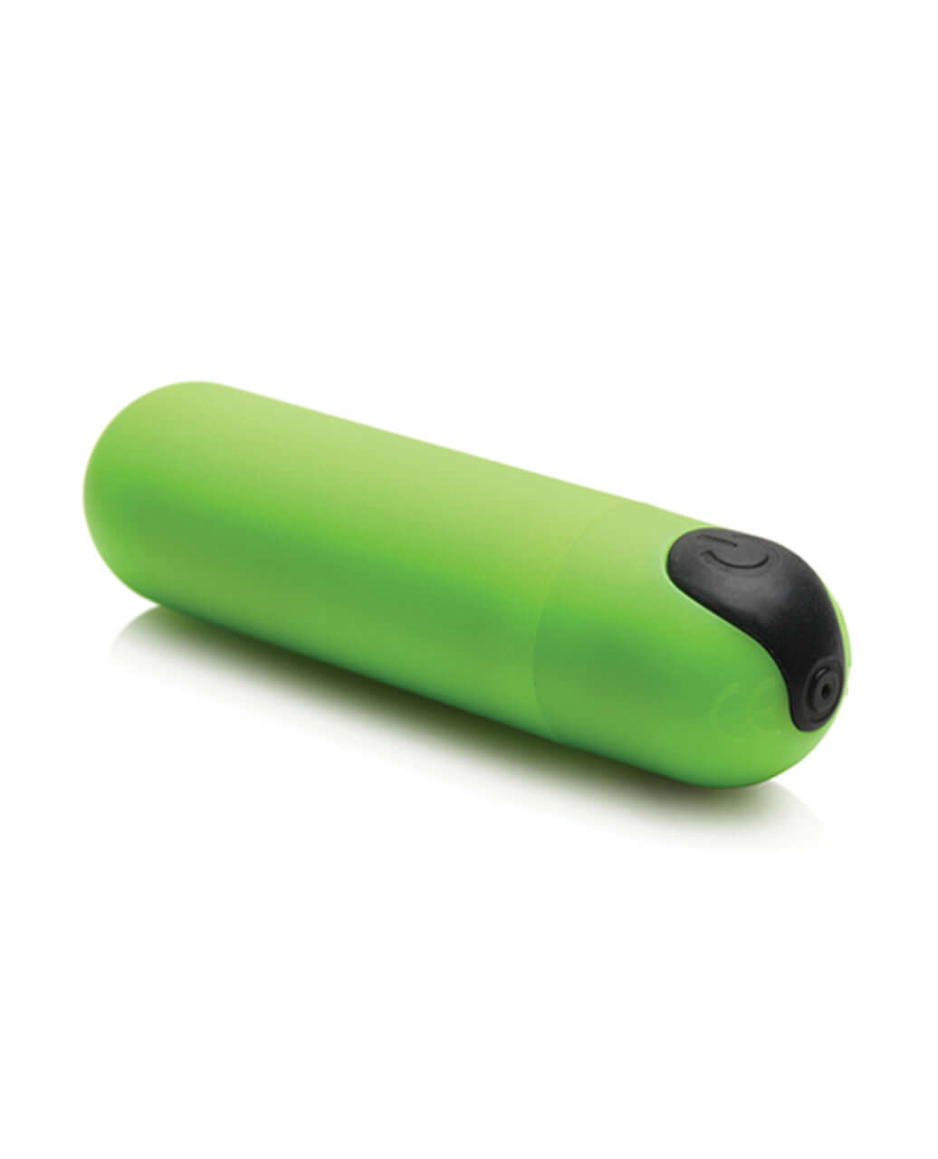 Green glow in the dark bullet vibrator with remote, featuring 28 vibration patterns, silky smooth feel, USB rechargeable, and waterproof design