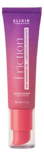 Elixir Friction Tightening Lubricant 30 ml bottle packaging with glossy finish and pump dispenser.