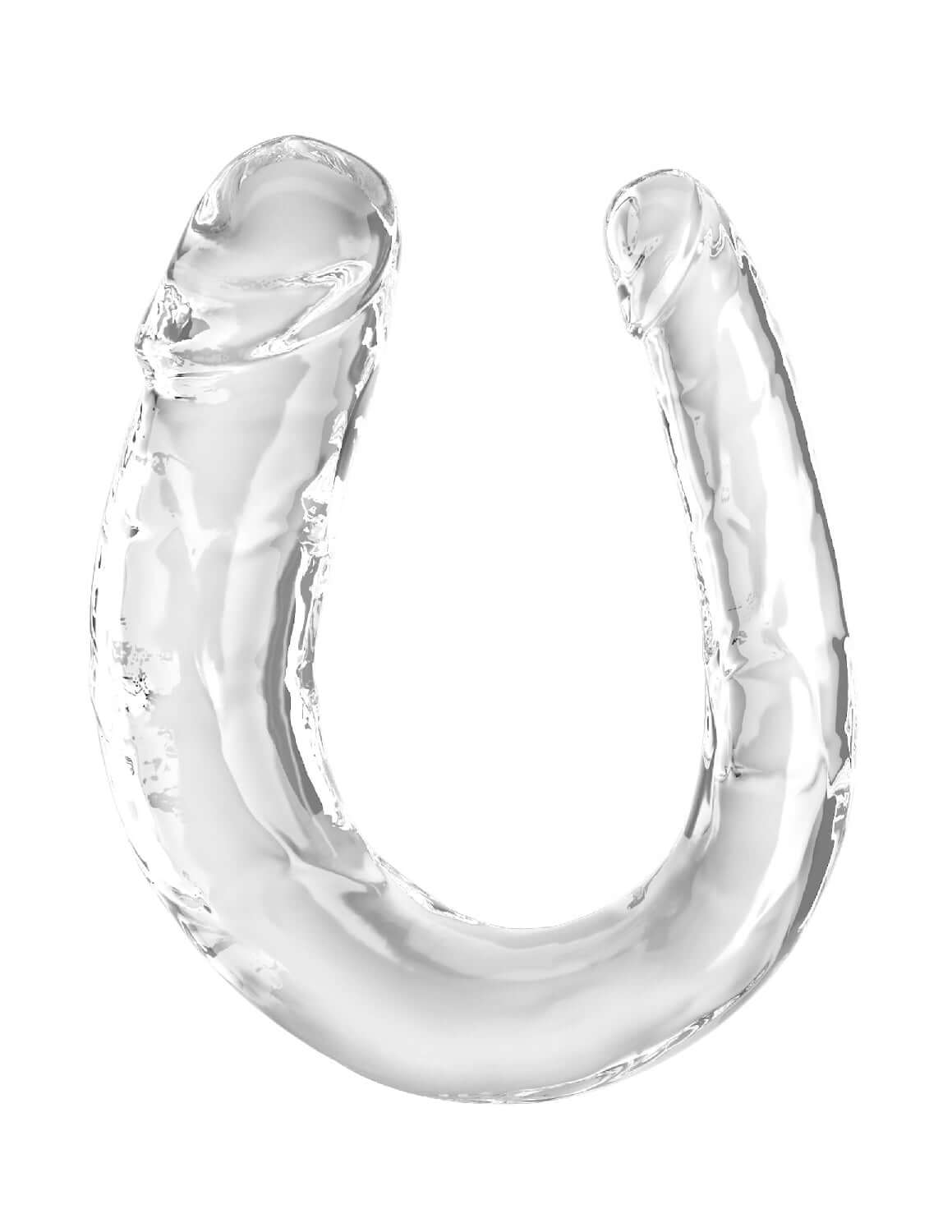 King Cock Clear Double Trouble Dildo with realistic design, flexible TPE, and translucent appearance for solo or partner play.