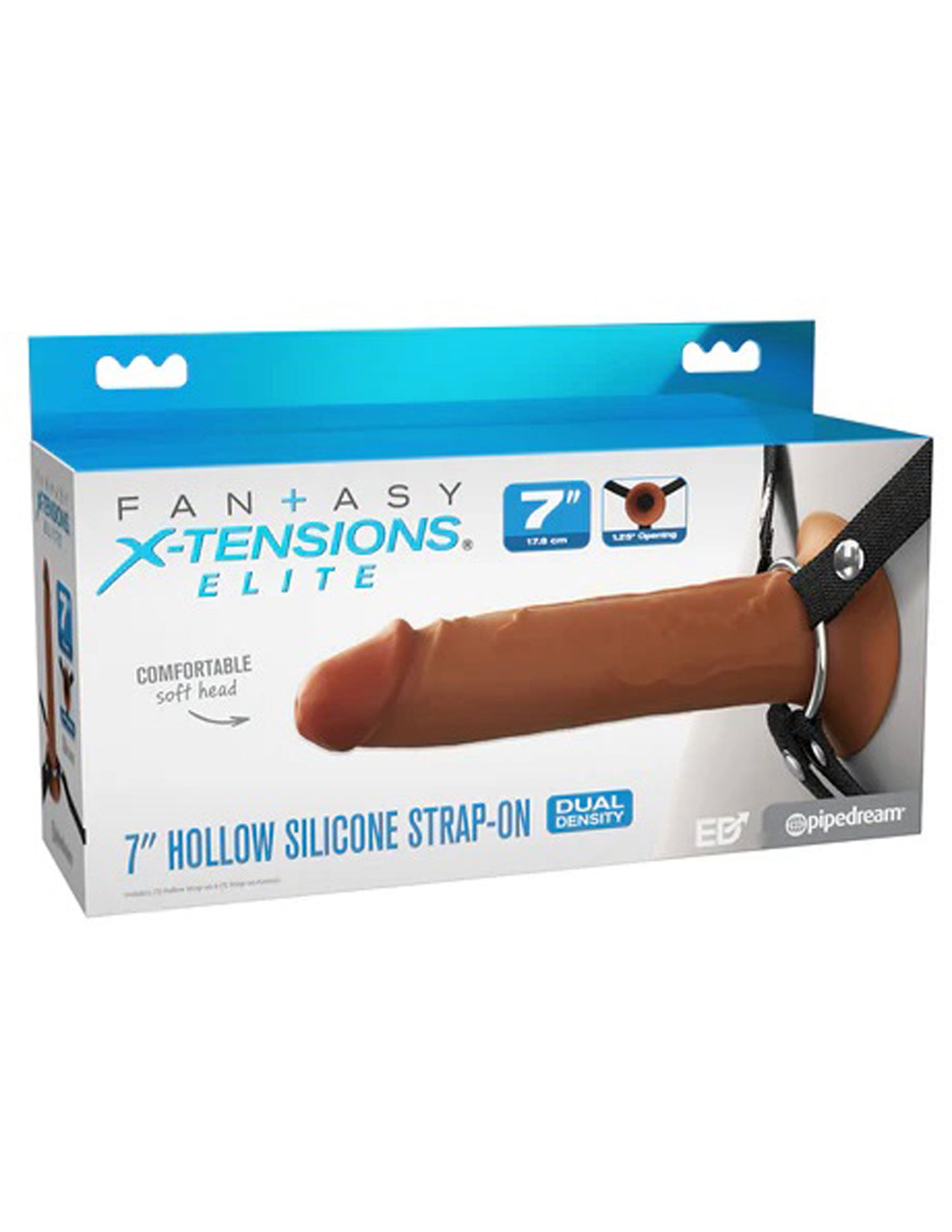 Fantasy X-Tensions Elite 7" Silicone Hollow Strap Dual Density - Brown-1