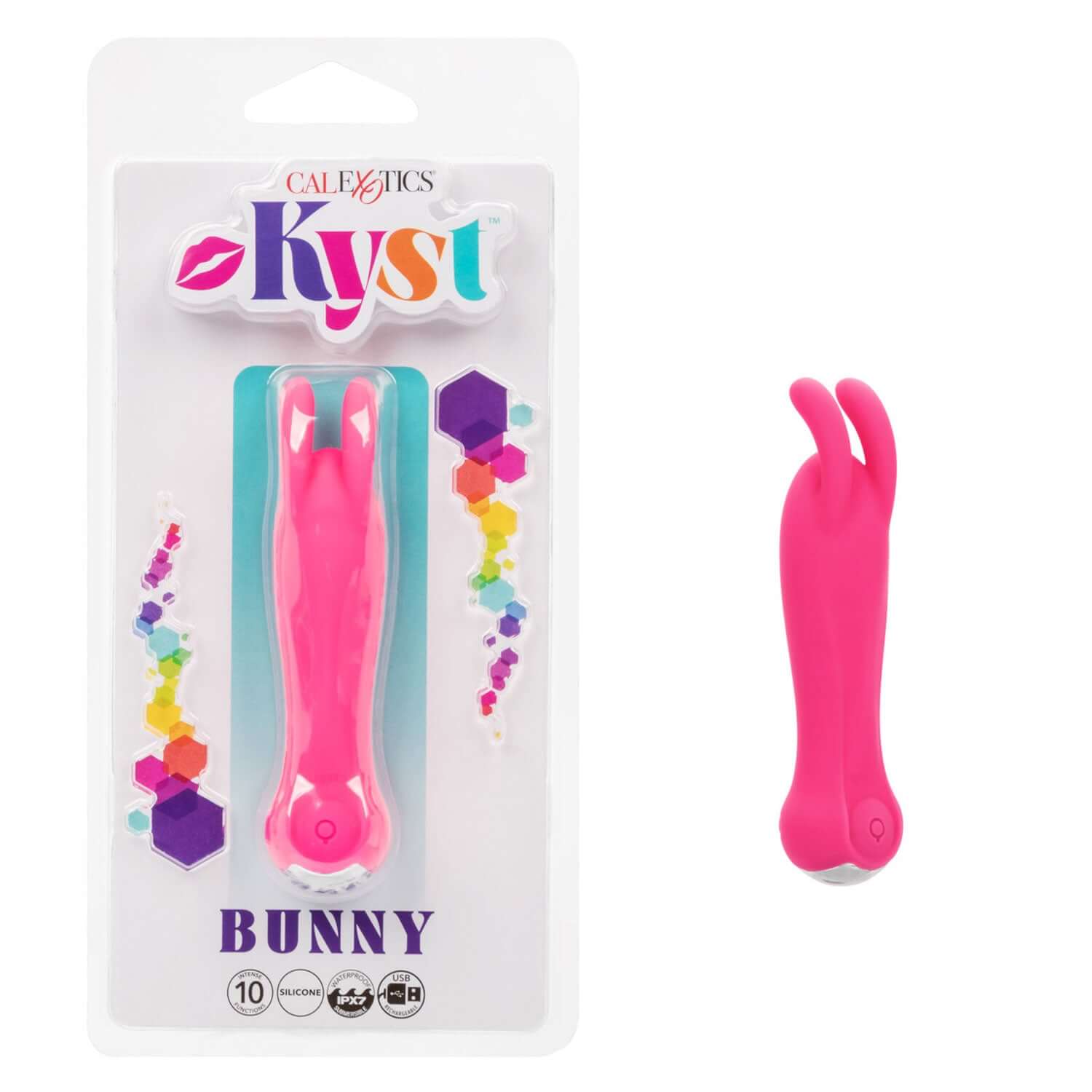 Kyst Bunny Rechargeable Silicone Bullet Pink in packaging, featuring cute bunny ears, perfect for personal stimulation.