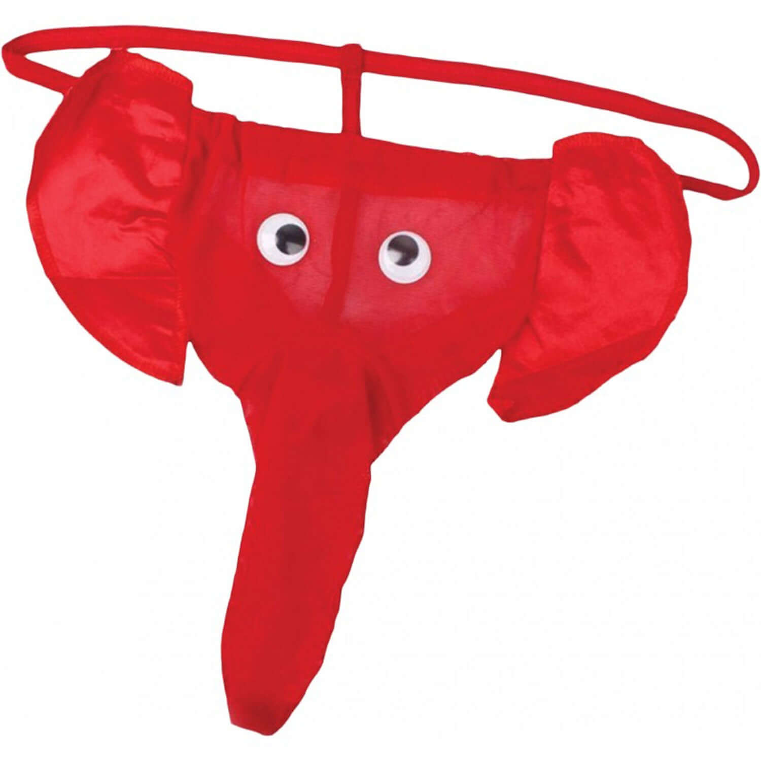Elephant Thong Red One Size featuring playful elephant design with googly eyes, perfect for themed parties.