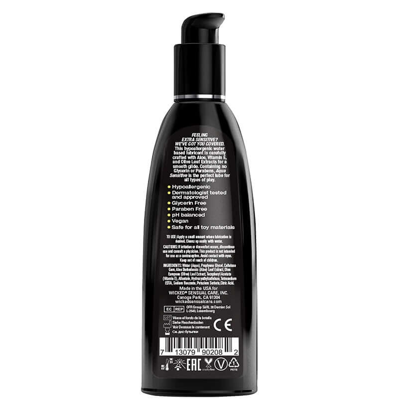 Wicked Aqua Sensitive Hypoallergenic Water Based Lubricant 8.0 Oz