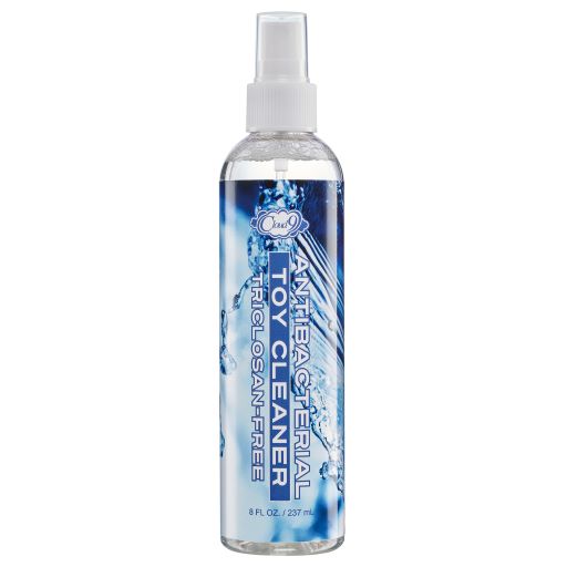 Cloud 9 Novelties Eco-Friendly Toy Cleaner 8.3 Oz in a spray bottle for sanitizing adult toys.