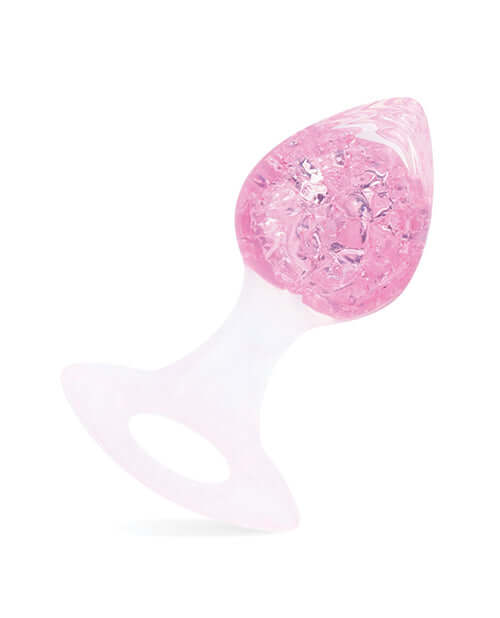 Luxe Prism Large Glass Plug Light Pink showcasing its elegant design and sparkling multifaceted crystal gem.