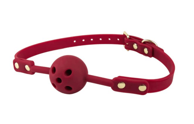 Temptasia Ardor Ball Gag Red made from body-safe silicone with adjustable straps and a sleek design.