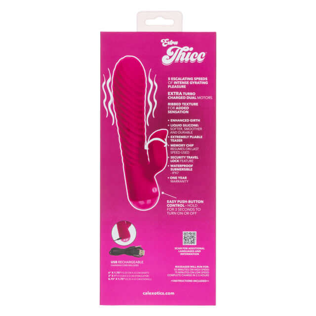 Extra Thicc Chubby Gyrating Tickler Pink product packaging showcasing features and vibrant design.