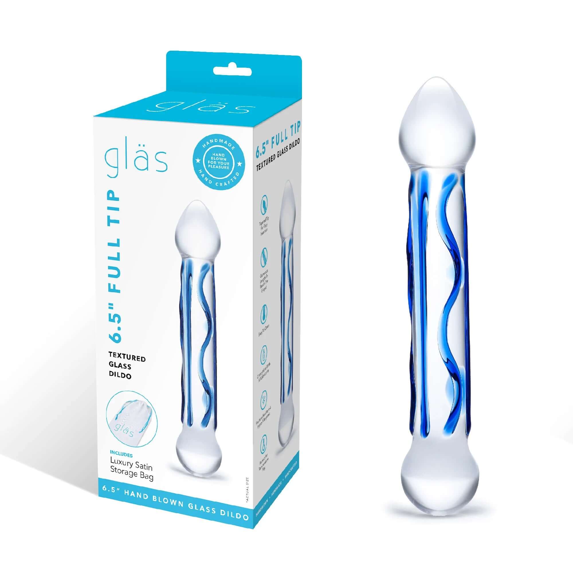6.5 Inch Full Tip Textured Glass Dildo-1