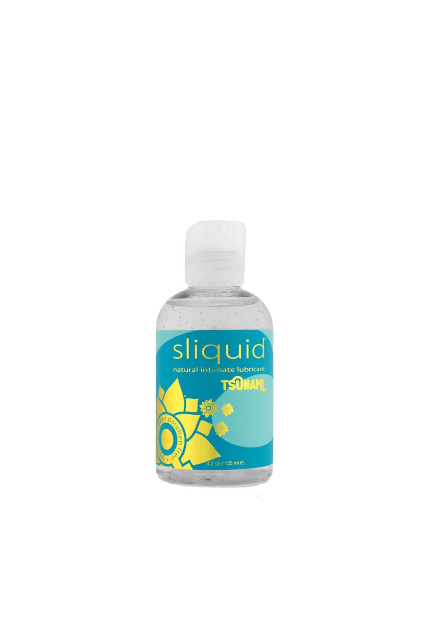 Sliquid Tsunami Ultra Thick Gel 4.2oz bottle, water-based intimate lubricant with Carrageenan, for hydration and slickness.