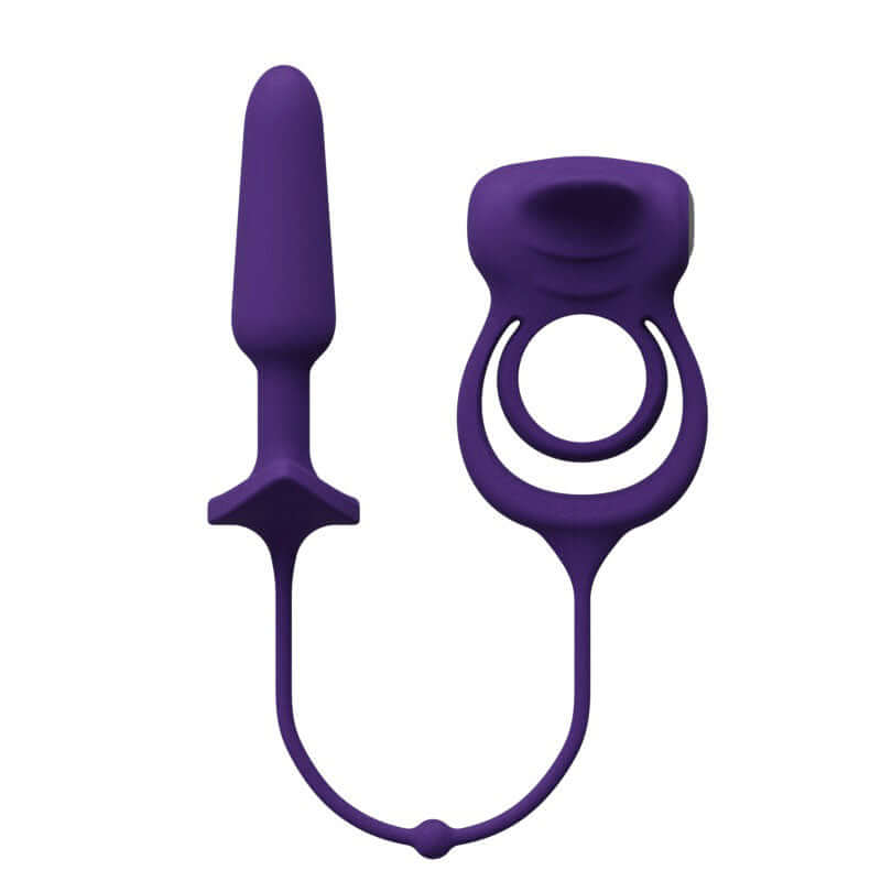 Humper Rechargeable Dual C-Ring With Anal Plug - Purple-1
