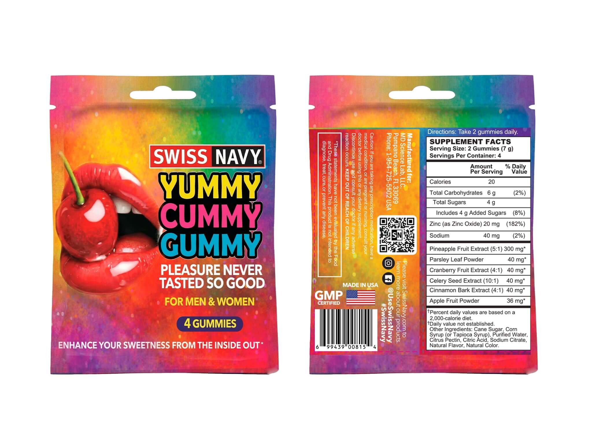 Yummy Cummy Gummy 4 Pc Packet with vibrant packaging showcasing novelty candy for adults and party fun.