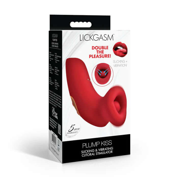 Plump Kiss Sucking and Vibrating Clitoral Stimulator - Red-1