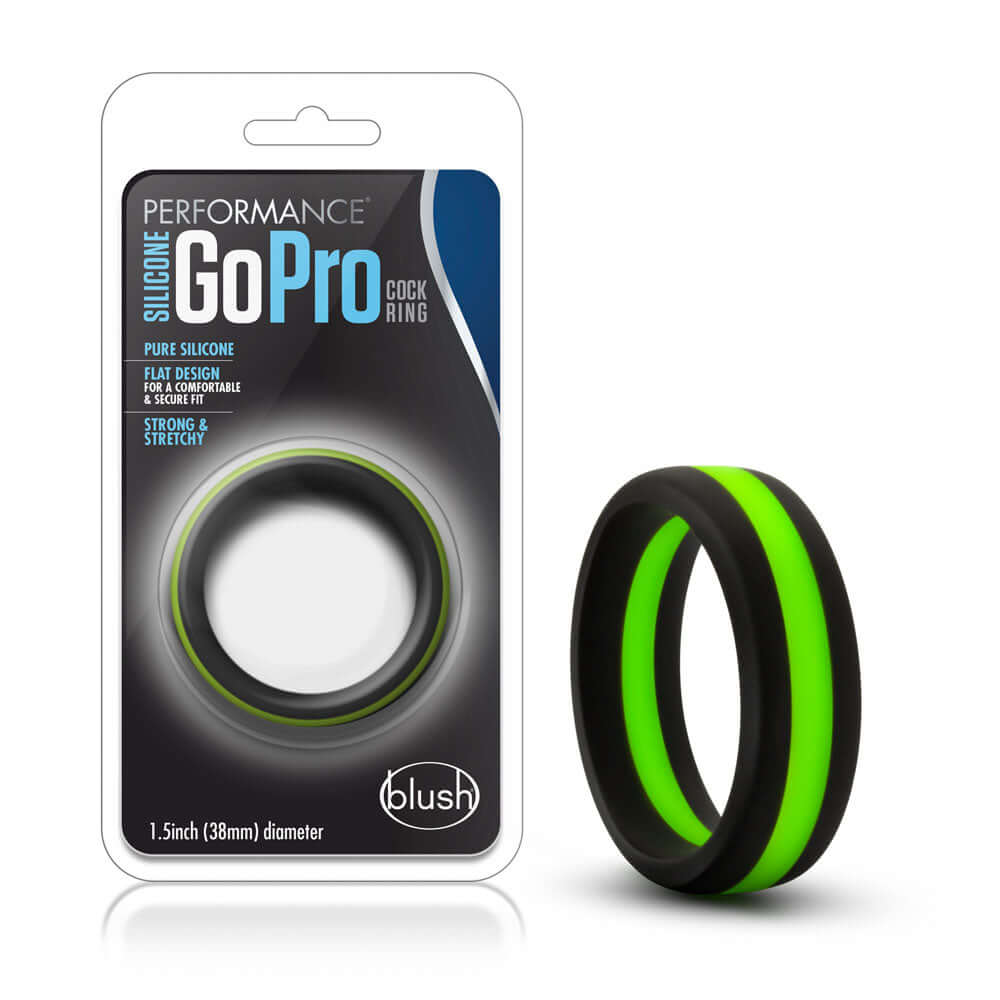 Performance - Silicone Go Pro Cock Ring - Black/green/black-0