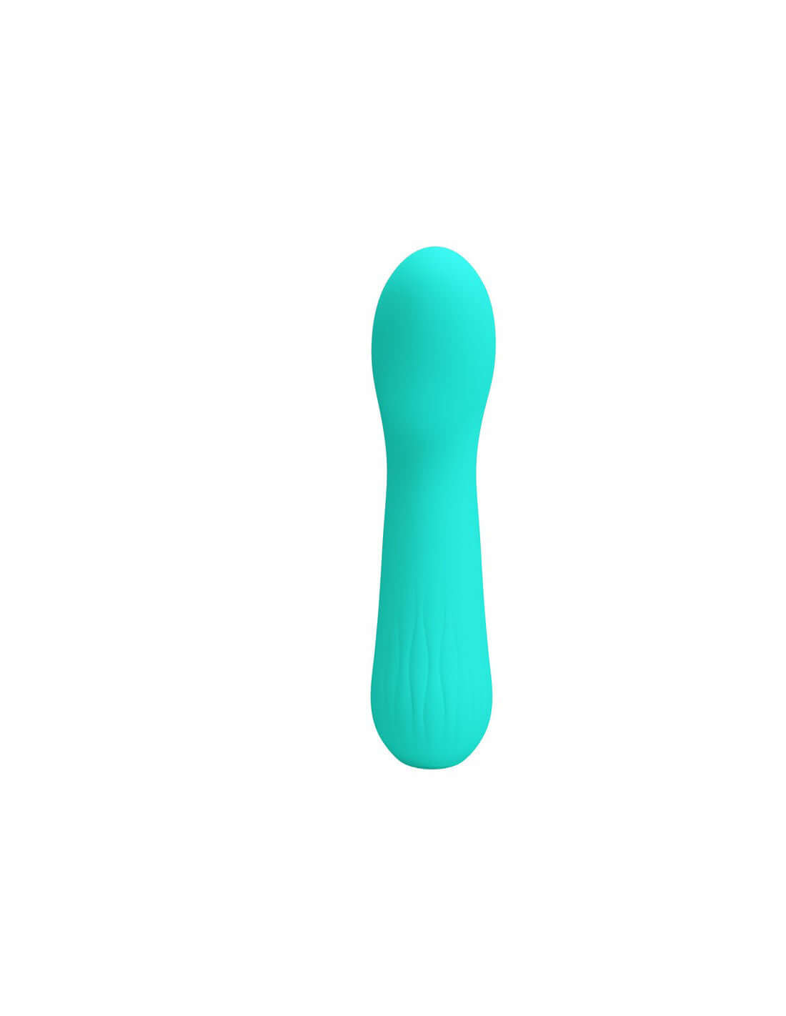 Faun Rechargeable Vibrator Turquoise on a white background, showcasing its sleek, curved design.