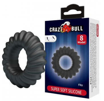 Fitz Cockring Super Soft Silicone Black on packaging with product details and design visible.