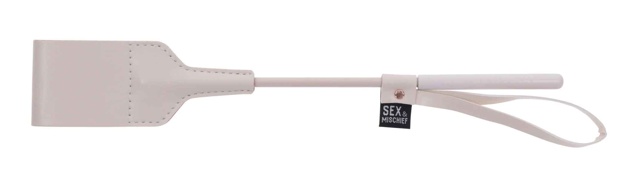 Peaches ‘N Cream Riding Crop in Pink Faux Leather with Loop Handle for Playful Taps and Teases.