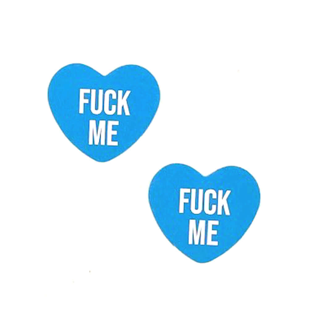 Fuck Me Blue Candy Heart Pasties-0