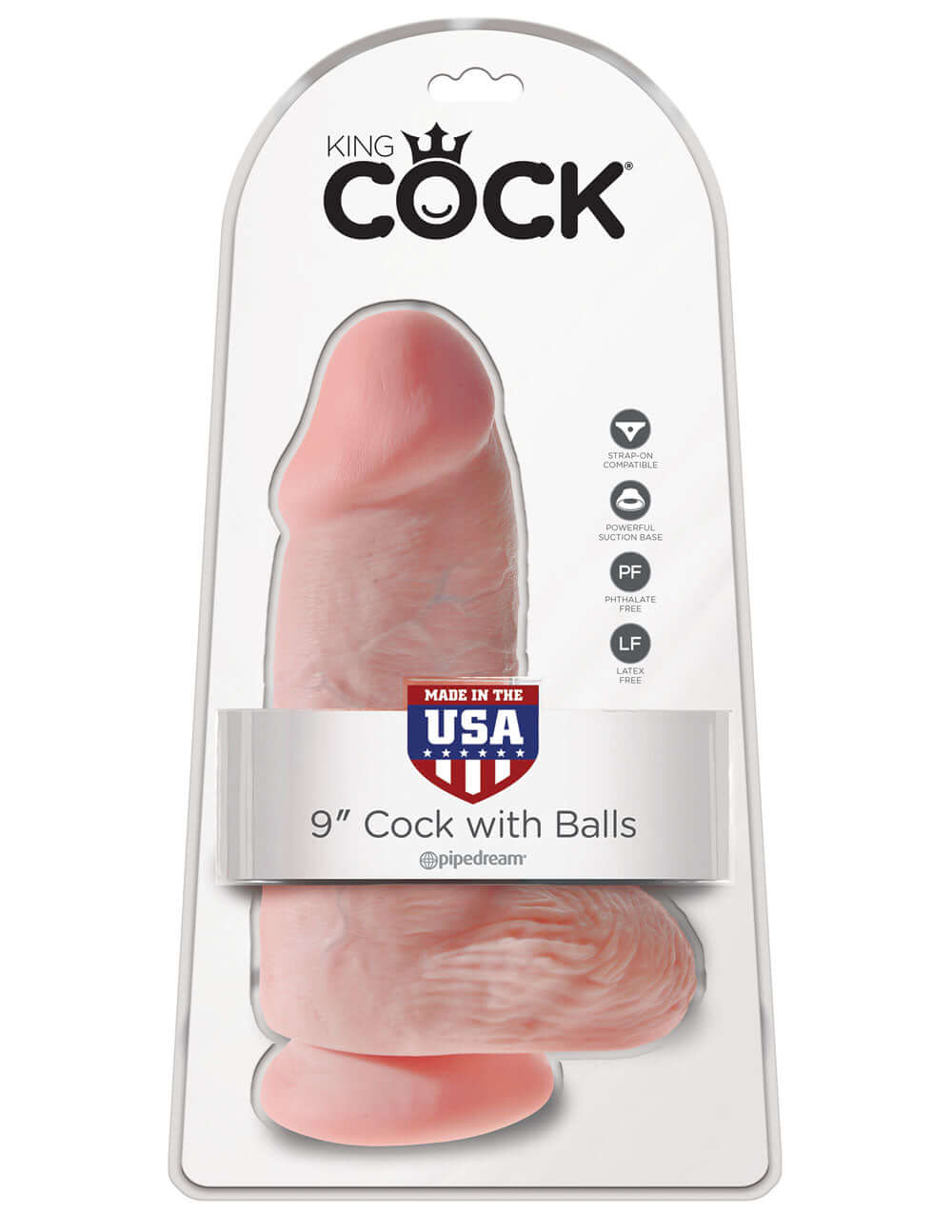 King Cock Chubby 9 Inch Dildo Light in packaging, highlighting its realistic design and quality craftsmanship.