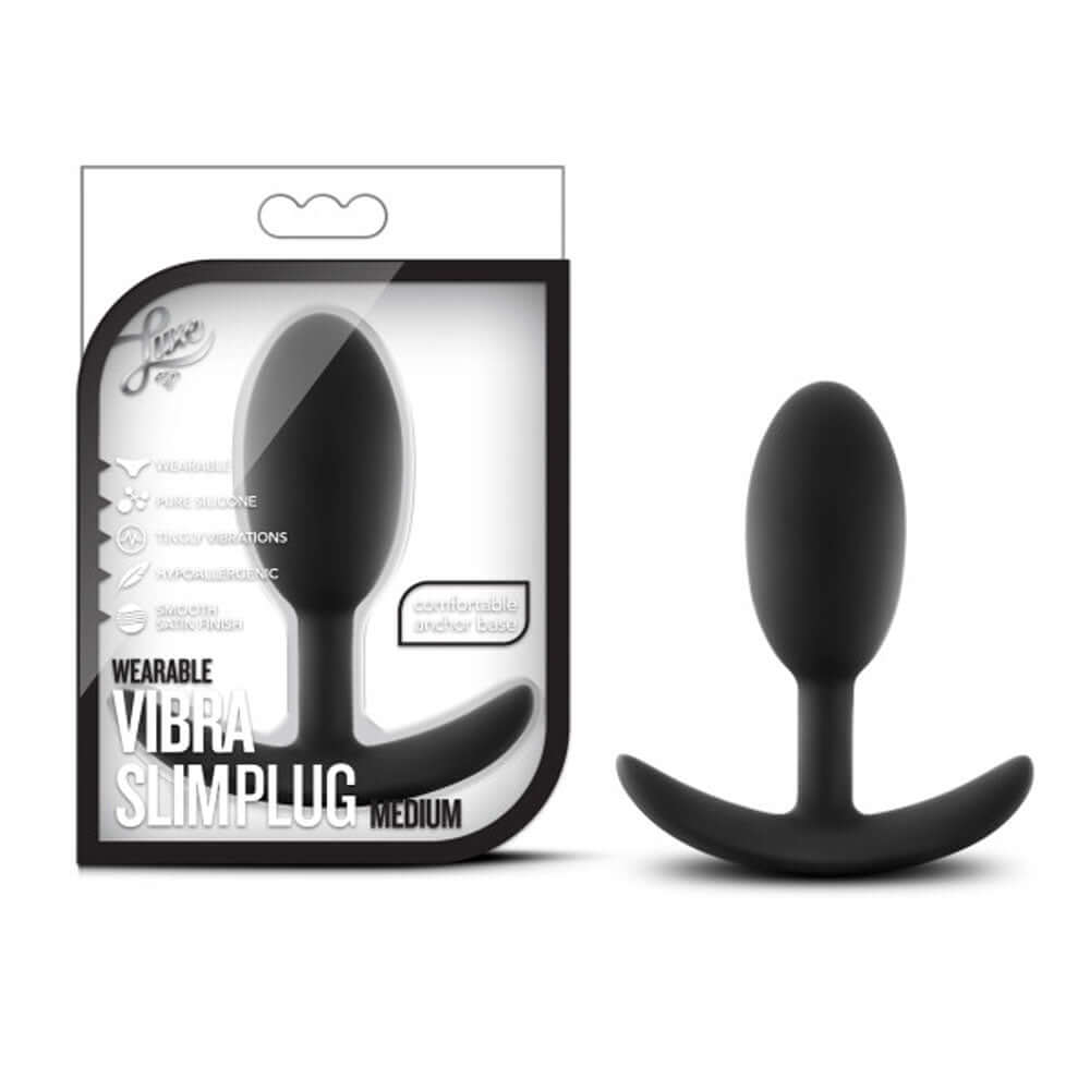 Luxe - Wearable Vibra Slim Plug - Medium - Black-1