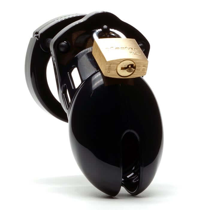 CB6000S Male Chastity Cage Kit Black secure chastity device with padlock for comfort and extended wear