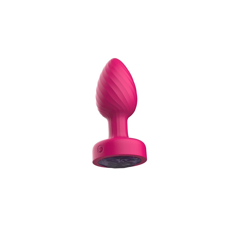 Twila Twirling Purple Gem Light Up Vibrating Plug With Heart Remote in pink color, showcasing its unique design and functionality.