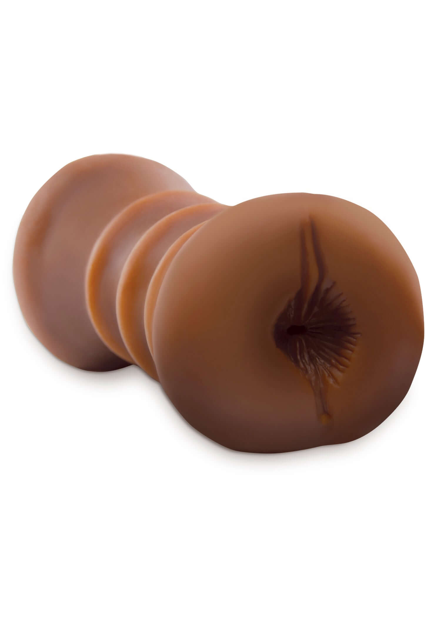 Pipedream Extreme Flip Me Over Stroker Brown showing its dual-opening design for versatile stimulation.