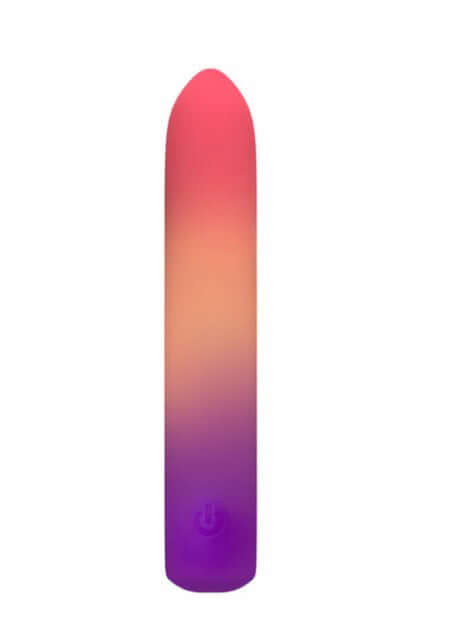 Play With Me Vibrator Sunset Passion in a sleek gradient design featuring shades of pink and purple.
