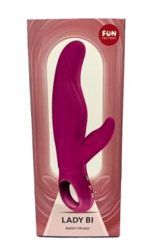 Fun Factory Lady Bi Rabbit Vibrator Magenta in packaging, designed for dual stimulation and enhanced pleasure.