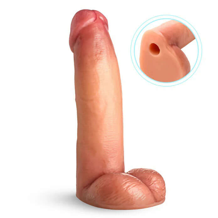 8" Cock Lock Dildo With Balls - Light-1