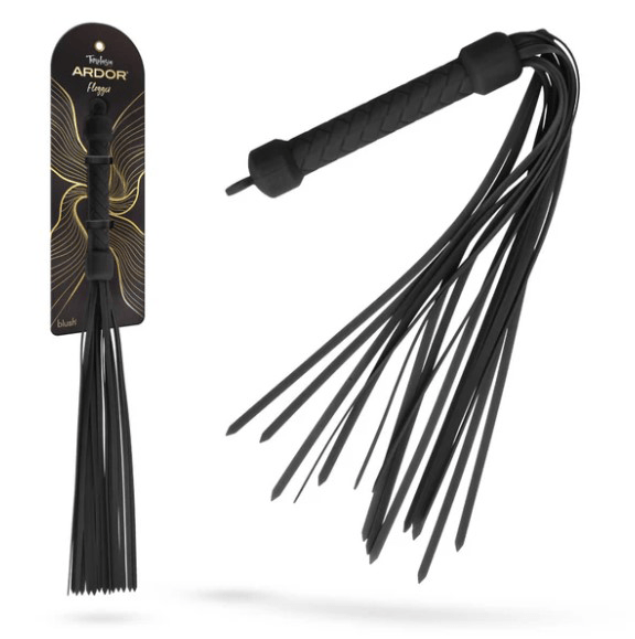 Temptasia Ardor Flogger Black featuring sleek design and silky strands for versatile performance.