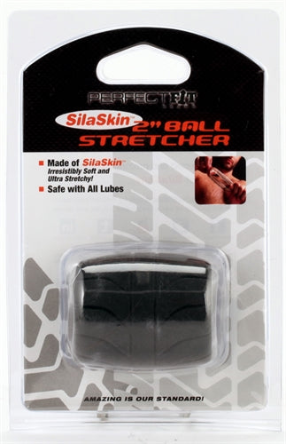 Perfect Fit Silaskin 2-Inch Ball Stretcher Black packaging display showing product details and features.