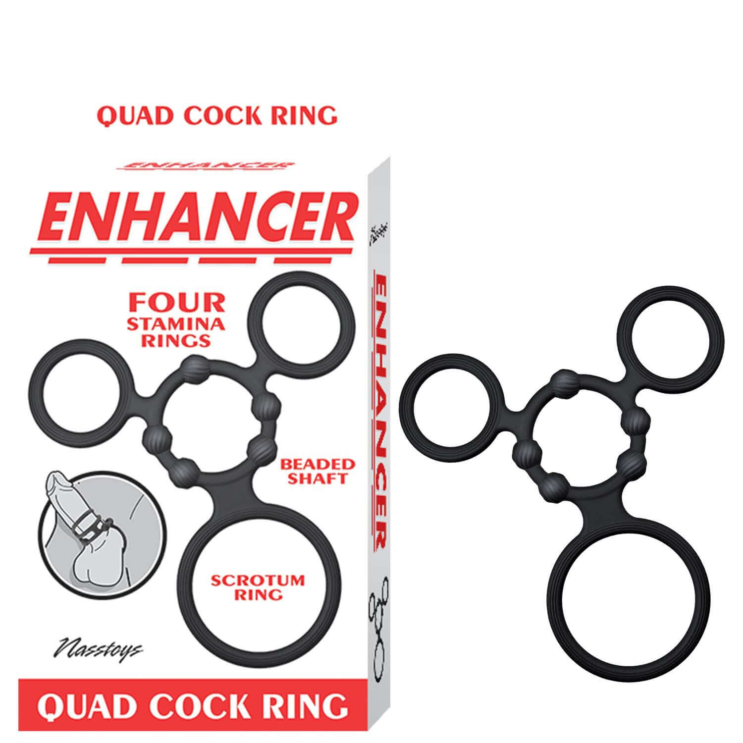 Enhancer Quad Cockring - Black-0