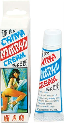 China Nympho Cream 0.5 Oz tube and box, designed for enhancing sensitivity and sensation.