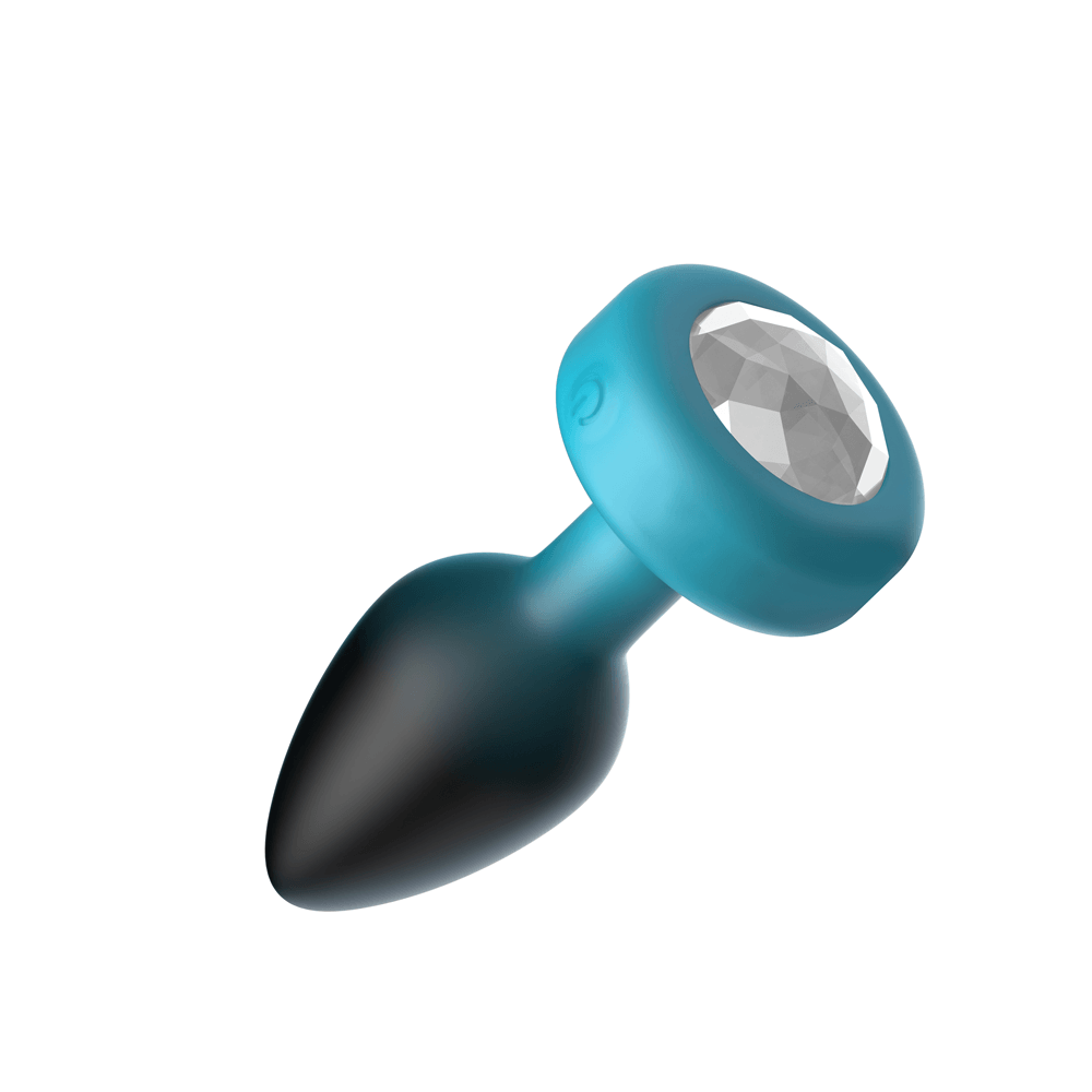 Cheeky Charms Eluxe Vibrating Anal Plug Medium with jeweled base and textured silicone surface.