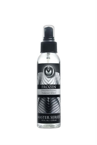 Frozen Deep Throat Desensitizing Spray 4 Oz in a sleek bottle with a pump spray top.