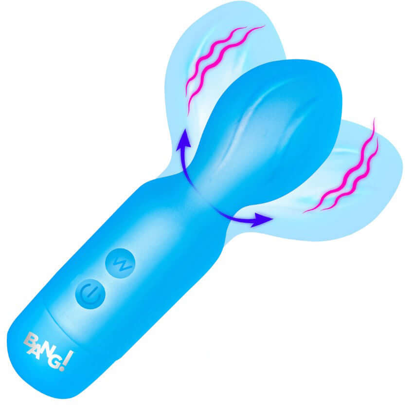 Bang 18X Vibrating Silicone Mini Wand Blue, compact rechargeable mini wand for powerful stimulation.