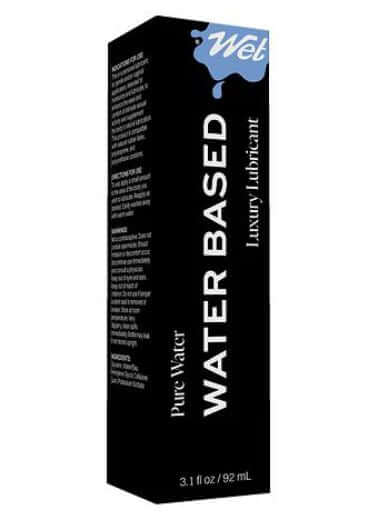 Wet Original Water Based Lubricant 3.1 Oz box displaying product details and benefits.