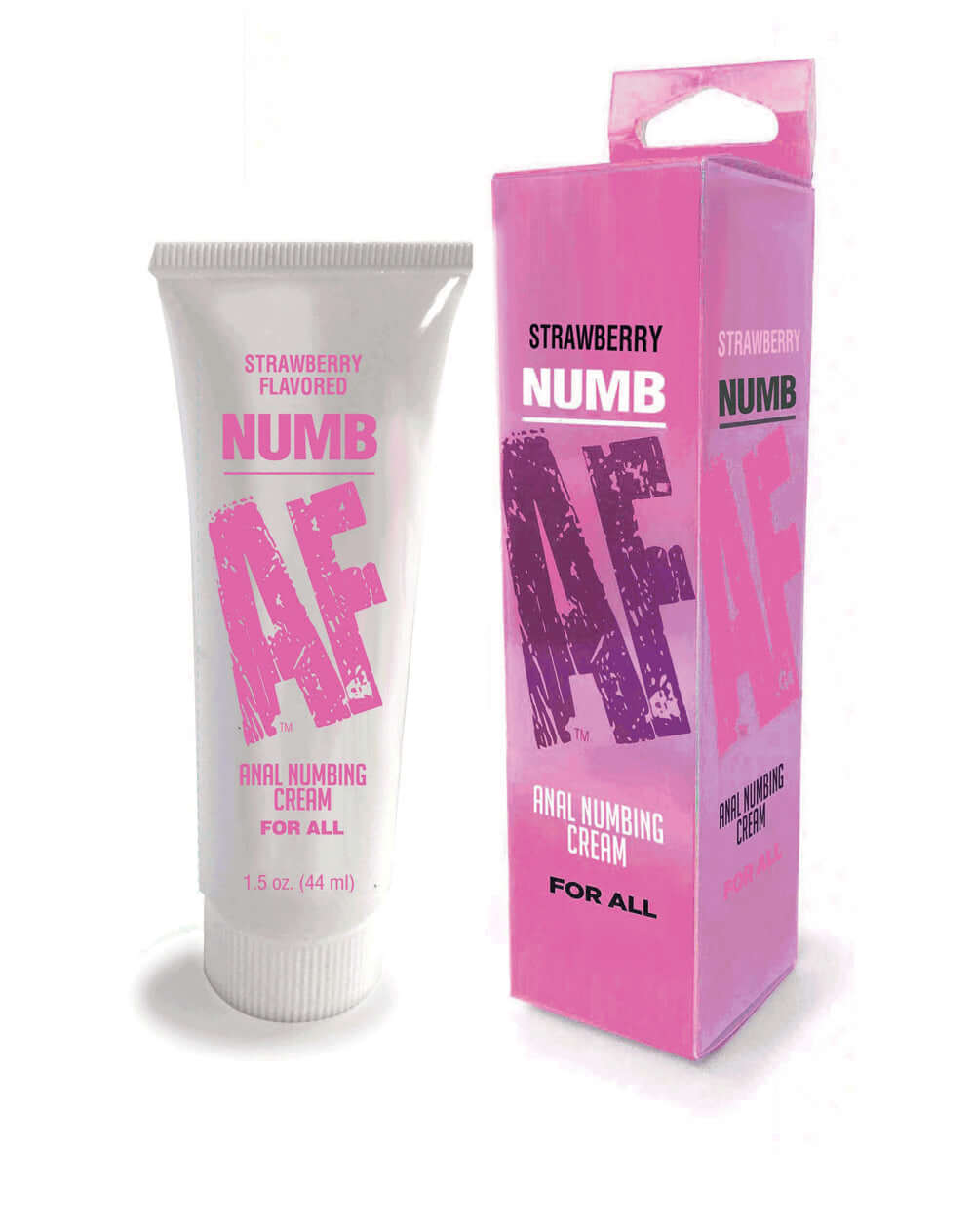 Numb AF strawberry flavored anal numbing cream 1.5oz for enhanced comfort in anal play.