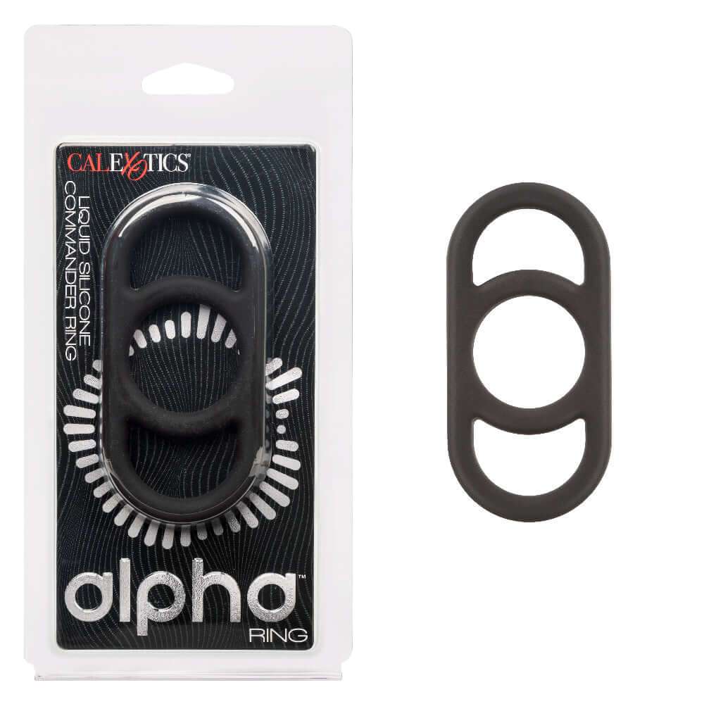 Alpha Liquid Silicone Commander Ring - Black for enhanced endurance and pleasure. Stretchy, durable, comfortable, perfect fit.