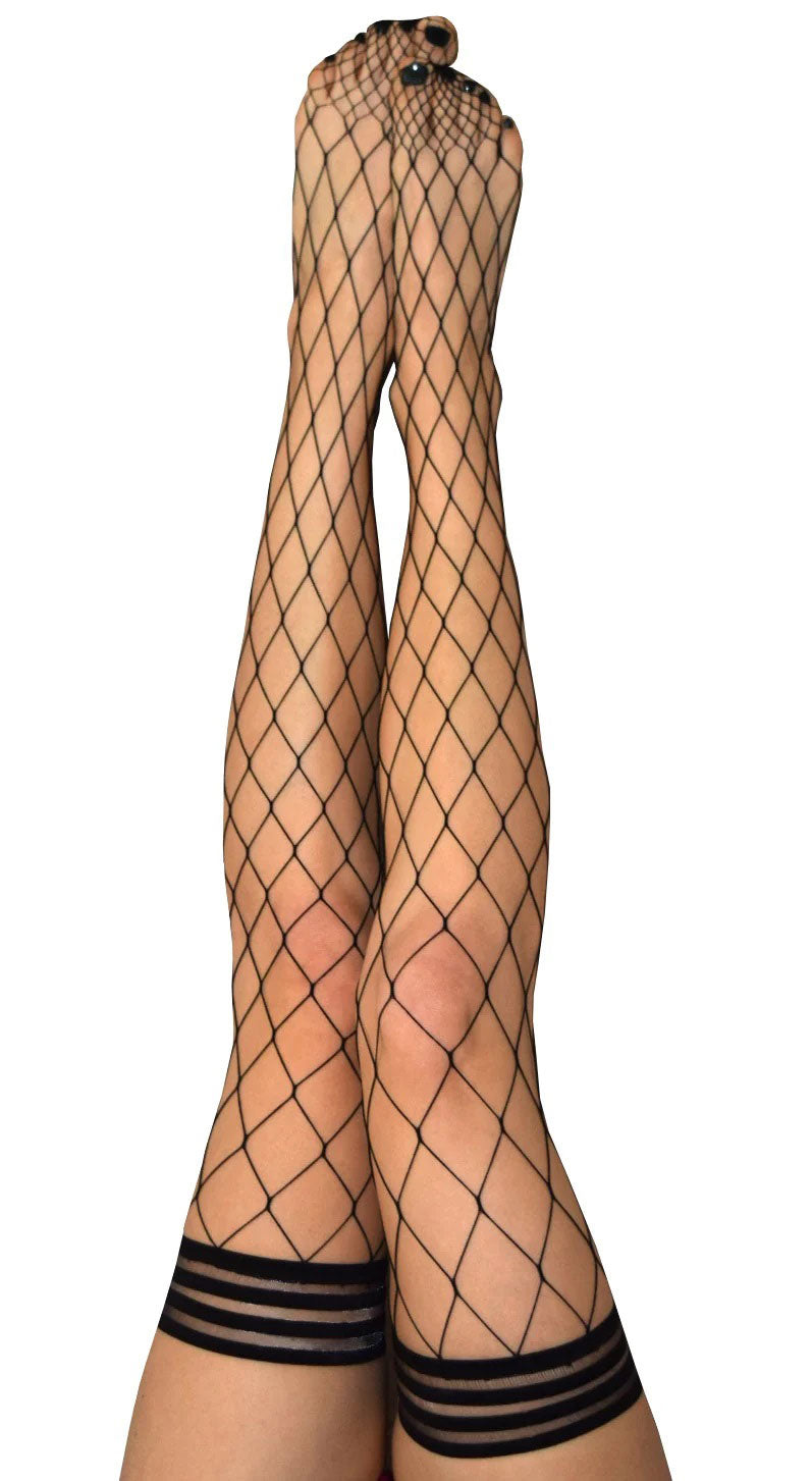 Kix'ies Michelle Fishnet Thigh High Size A Black
