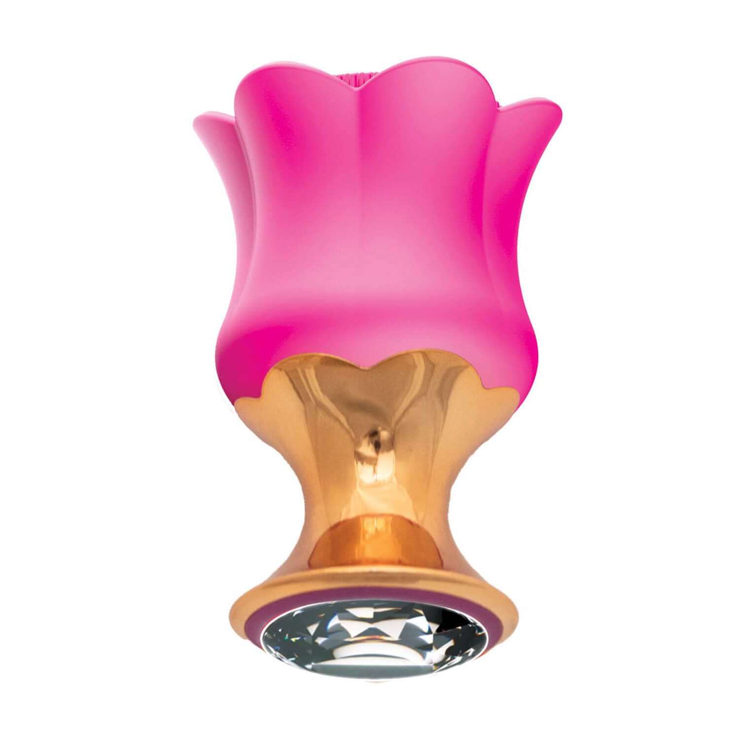 Pink and gold Nasstoys Goddess Diamond Blooming Massager with flower-style texture and gem push-button control