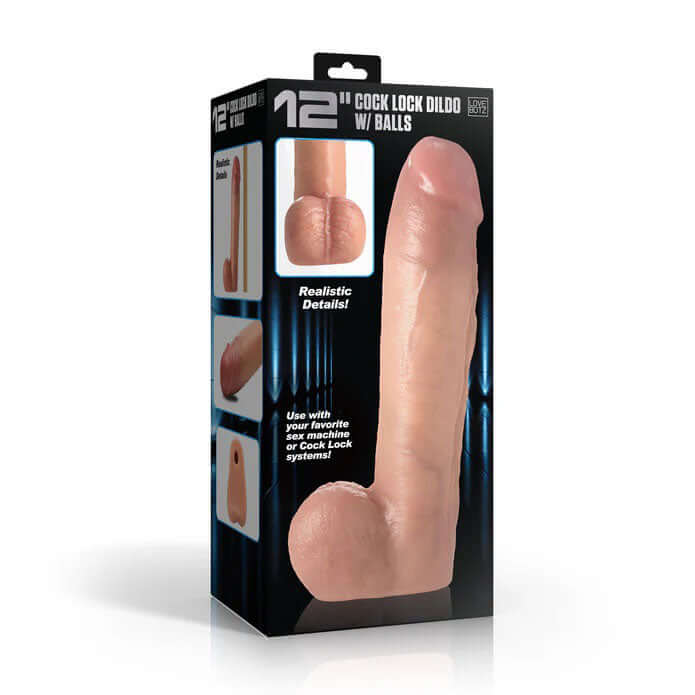 12" Cock Lock Dildo With Balls - Light-0