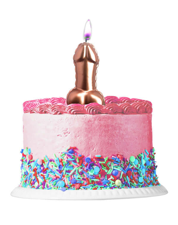 Pink Foil Penis Balloon Candle - Rose Gold-1
