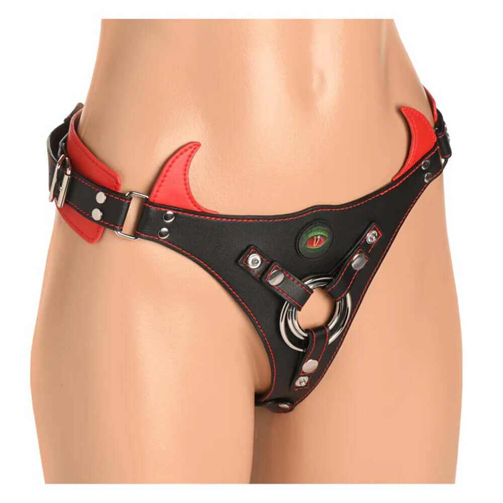 Horny Devil Strap-on Harness Red-0